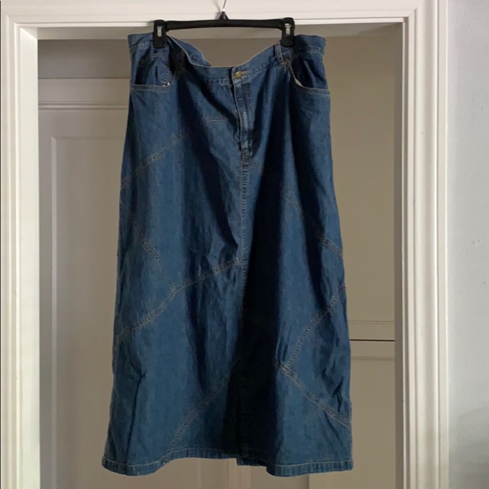 Jones New York Super soft denim skirt.  Long slit